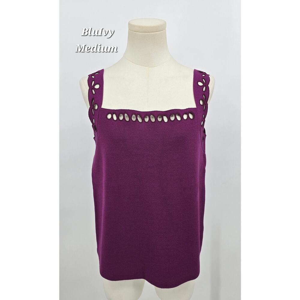 Blu ivy Boho Cottagcecore Knit Sweetheart Neck‎ Tank – Size M